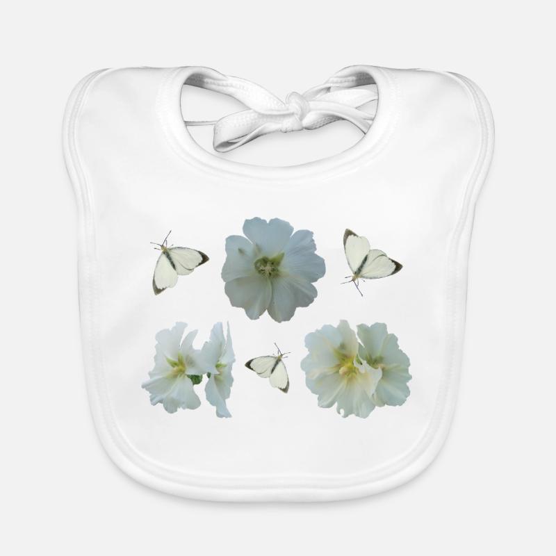 Hollyhocks with butterflies Organic Baby Bibs