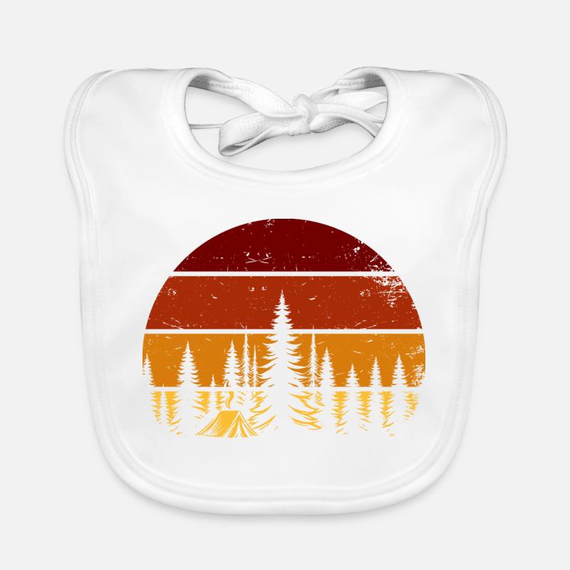 Retro Sunset in the Forest – Camping Vibes Organic Baby Bibs