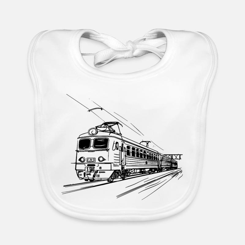 Railway Sketch Organic Baby Bibs