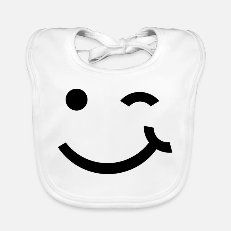 Winking face, Wink smile Organic Baby Bibs