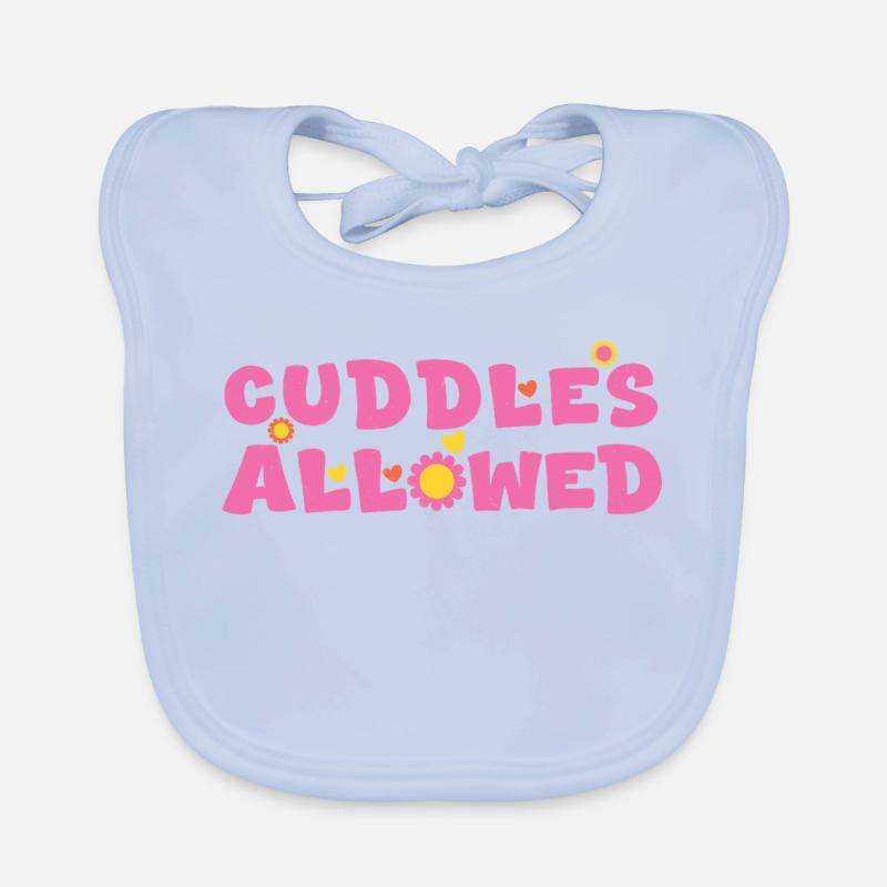 Cuddles Allowed Floral Text Design Organic Baby Bibs