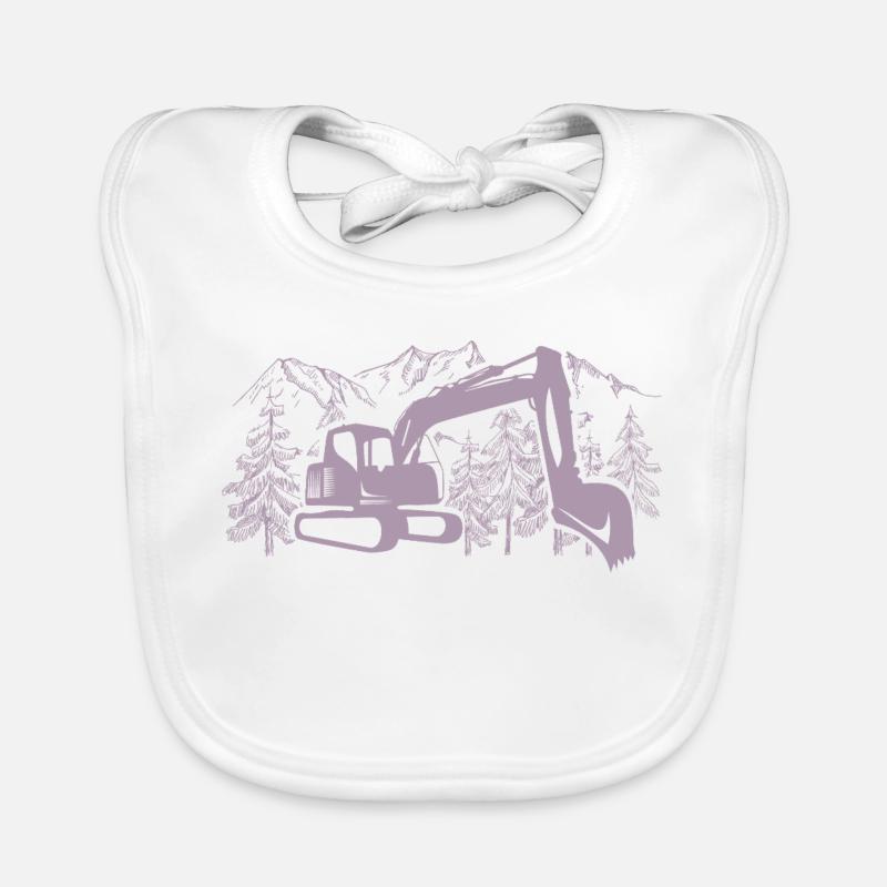 Excavatrice Silhouette Construction Equipment Operator Work Bavoir bio Bébé
