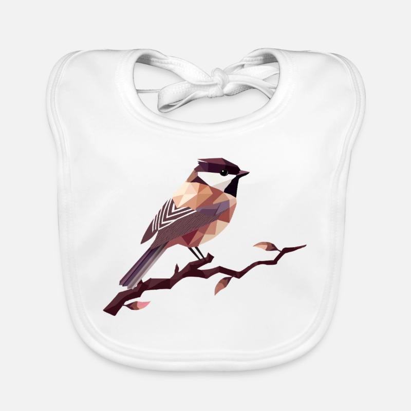 Geometrischer Singvogel – Elegante Polygonkunst Baby Bio-Lätzchen