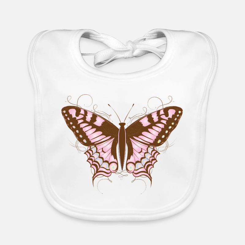 Papillon élégant dans les tons roses et terre Bavoir bio Bébé