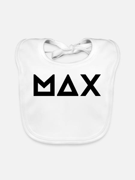 Prénom Max - Bavoir bio Bébé - blanc - Devant