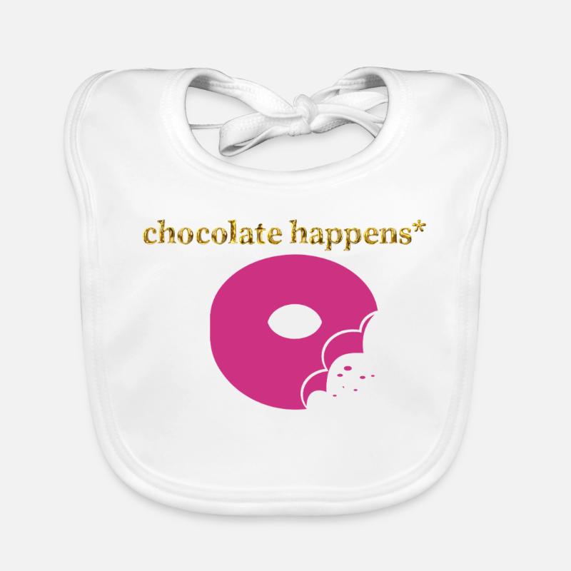 Donut rose avec un accent chocolat Bavoir bio Bébé