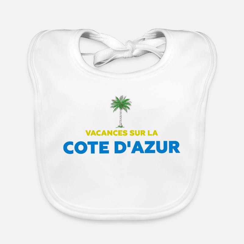 Vacances sur la côte d'azur - Bavoir bio Bébé - blanc