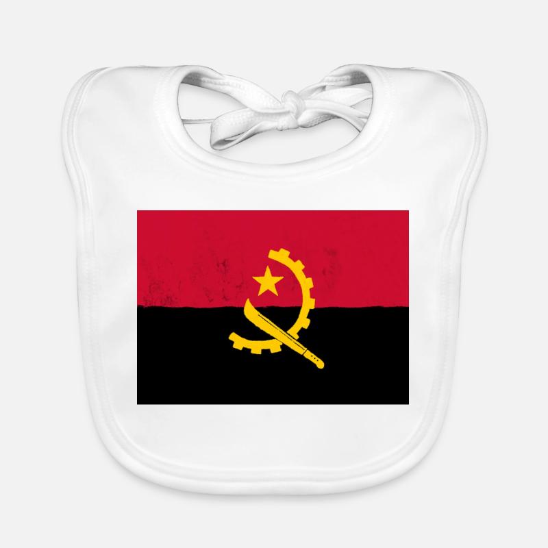 Le drapeau de l’Angola, symbole de fierté nationale - Bavoir bio Bébé - blanc