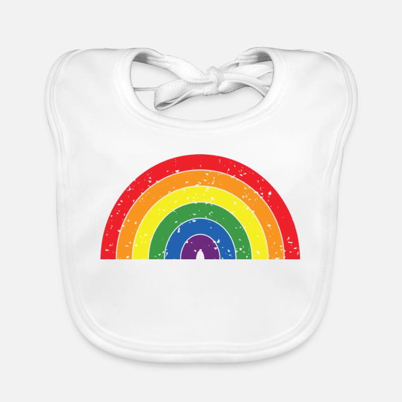 Couleurs de l’arc-en-ciel Mois de la fierté LGBTQ+ Texture grunge - Bavoir bio Bébé - blanc