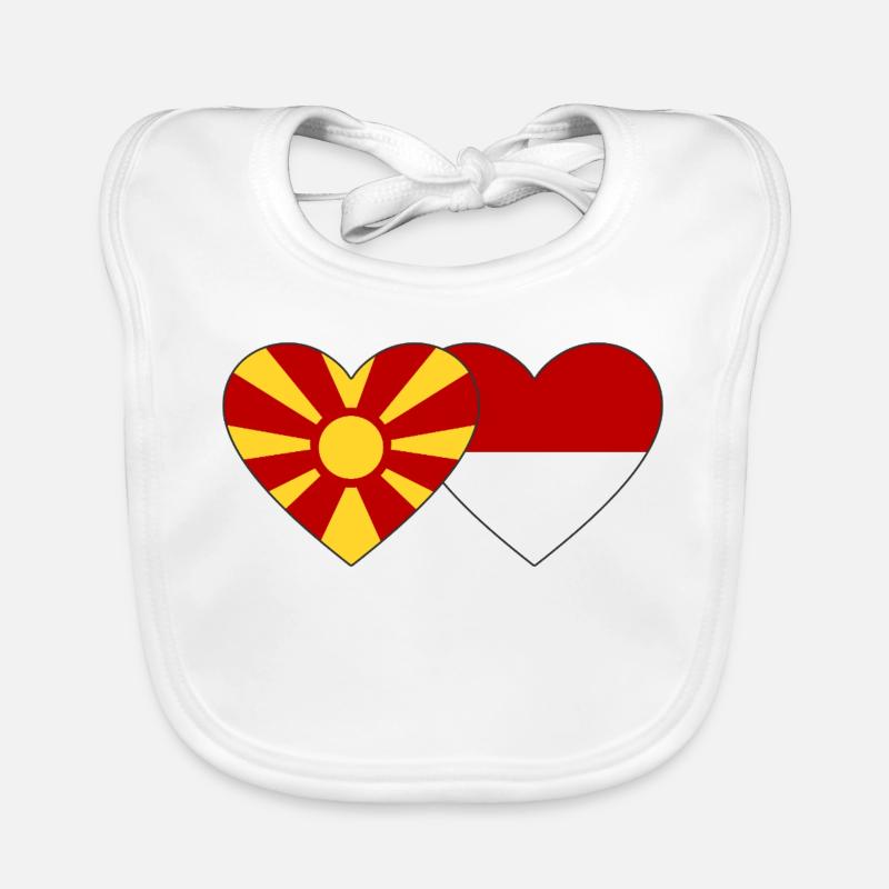 Macédoine Indonésie Drapeau Coeur Bavoir bio Bébé