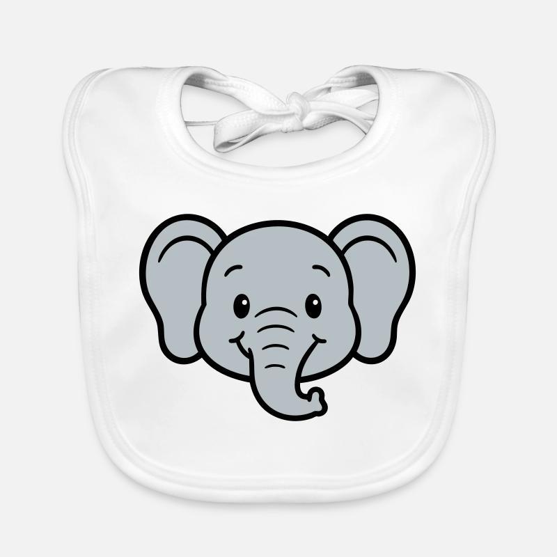 Imprimé éléphant ludique pour les enfants - Bavoir bio Bébé - blanc
