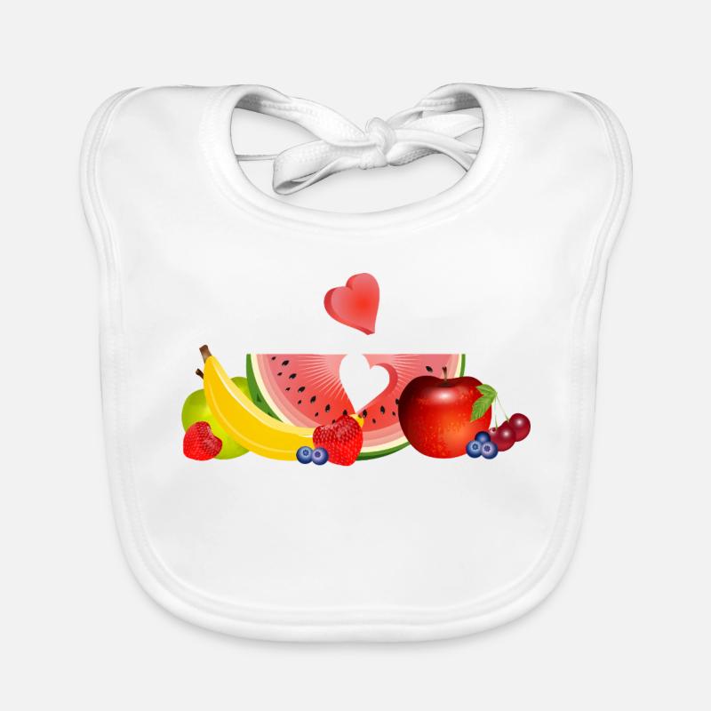 Fruits colorés avec pastèque et cœur Bavoir bio Bébé