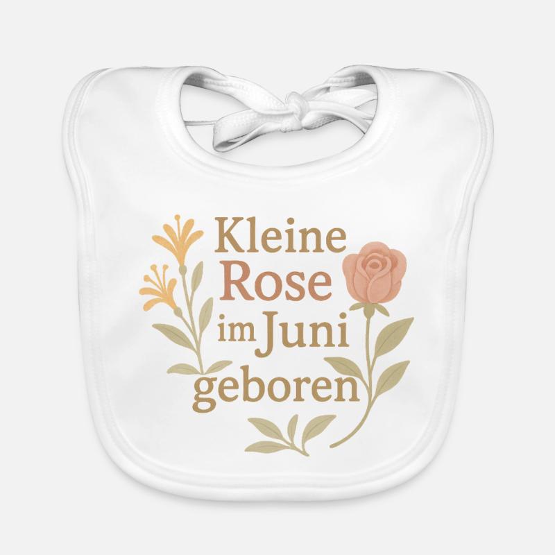 Juni Baby Rose – Geboren im Juni Geschenkidee - Baby Bio-Lätzchen - Weiß