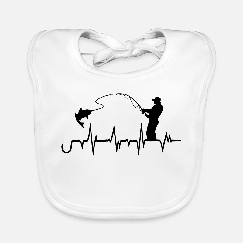 Fishing Hook Heartbeat Graphic Organic Baby Bibs