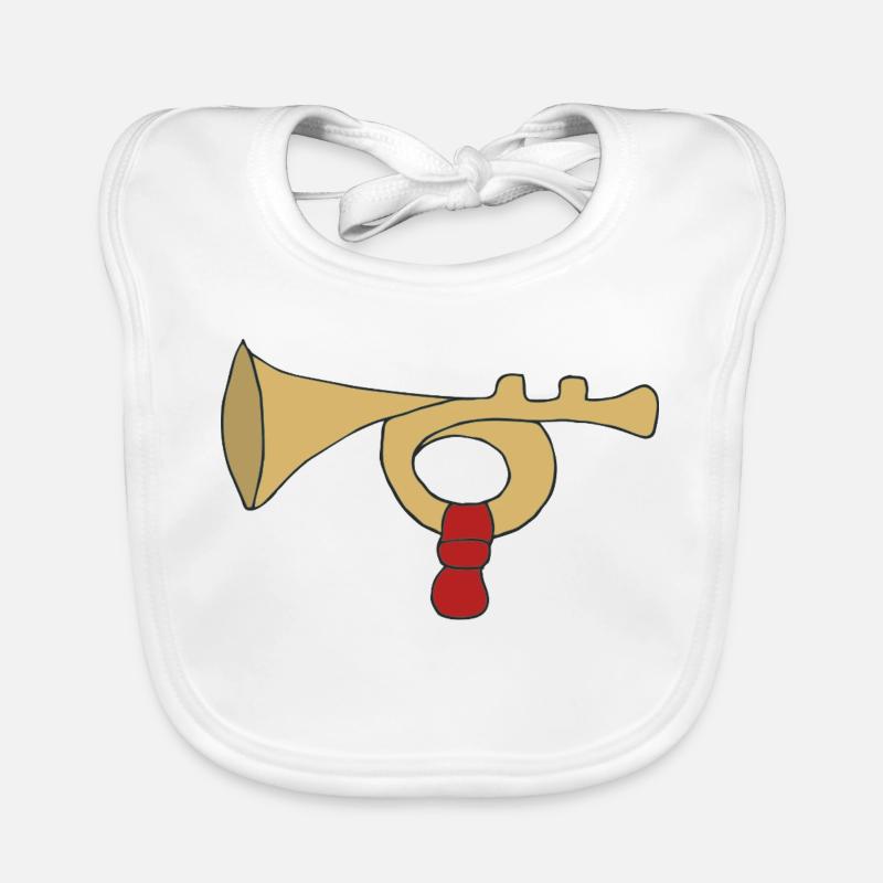 Vintage Trombone with Red Handle Organic Baby Bibs