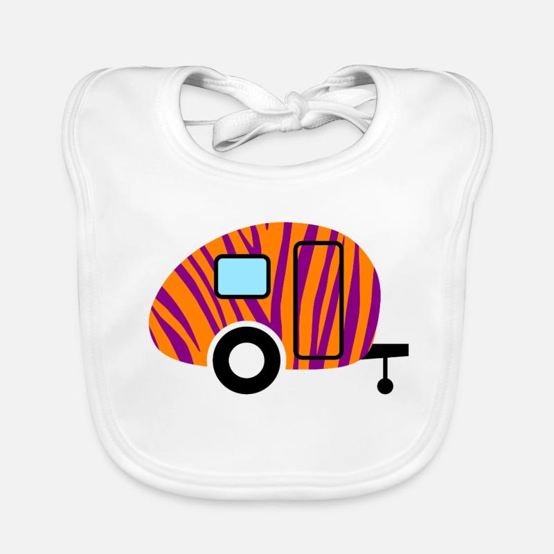 Caravan Caravan Zebra Wilderness Camping Retro Fan Organic Baby Bibs