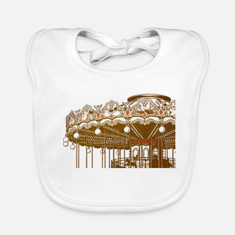 Gold Vintage Carousel Design Organic Baby Bibs