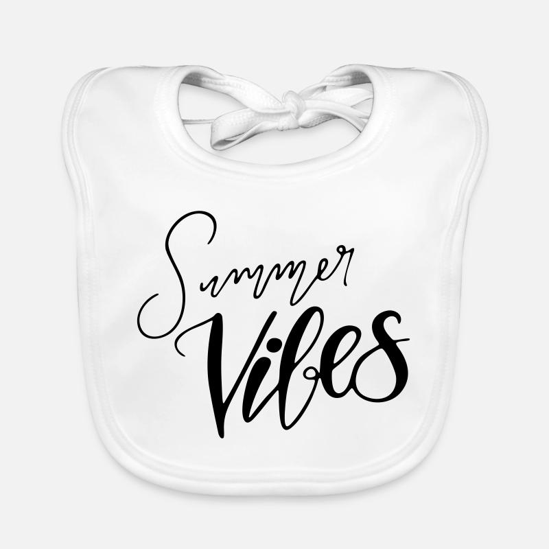 Lettrage à la main « Summer Vibes » Différentes couleurs Bavoir bio Bébé
