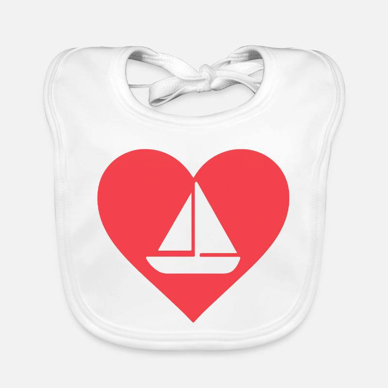 Herz mit Segelboot Design Baby Bio-Lätzchen