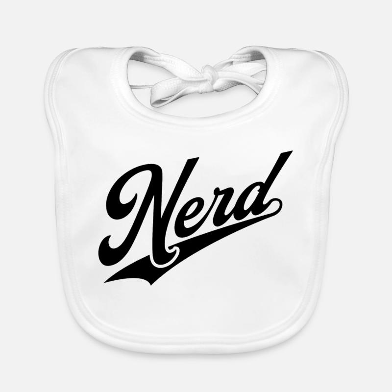 NERDY forever - NERD retro black Organic Baby Bibs