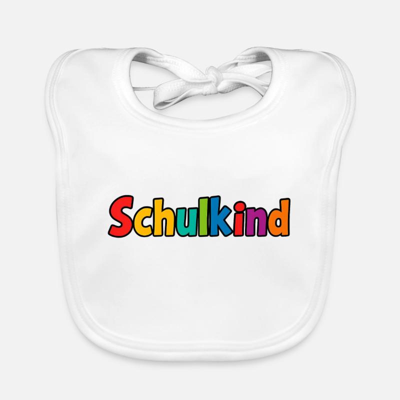 Schulkind bunt - Baby Bio-Lätzchen - Weiß