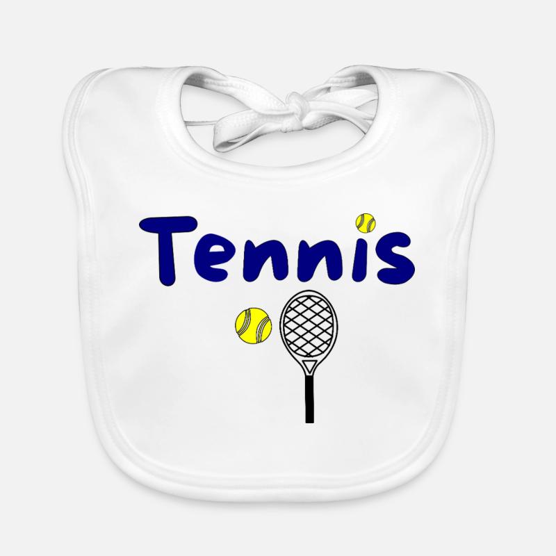 Conception de tennis avec balle et raquette - Bavoir bio Bébé - blanc