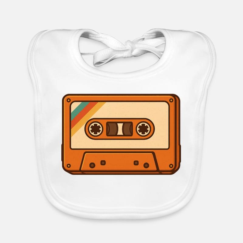 Cassette rétro - Bavoir bio Bébé - blanc