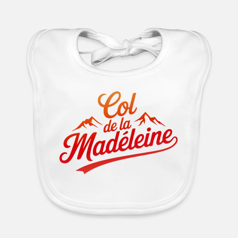 Col de la Madeleine Élégance Escalade Art - Bavoir bio Bébé - blanc