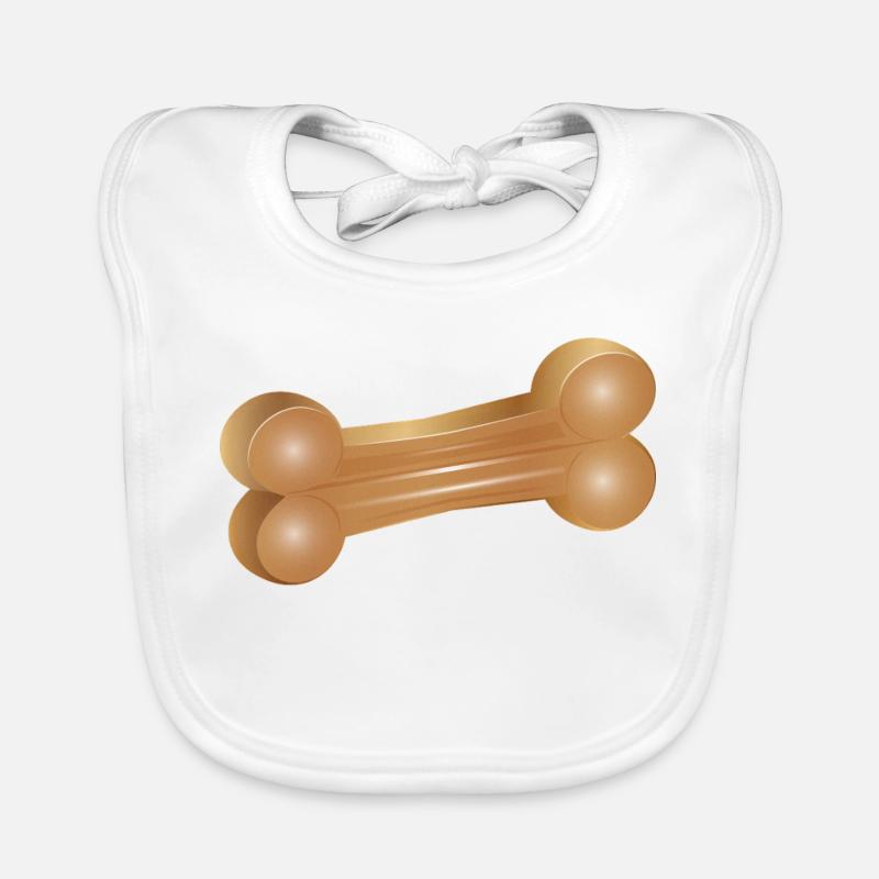 Chewing bone illustration in classic style Organic Baby Bibs
