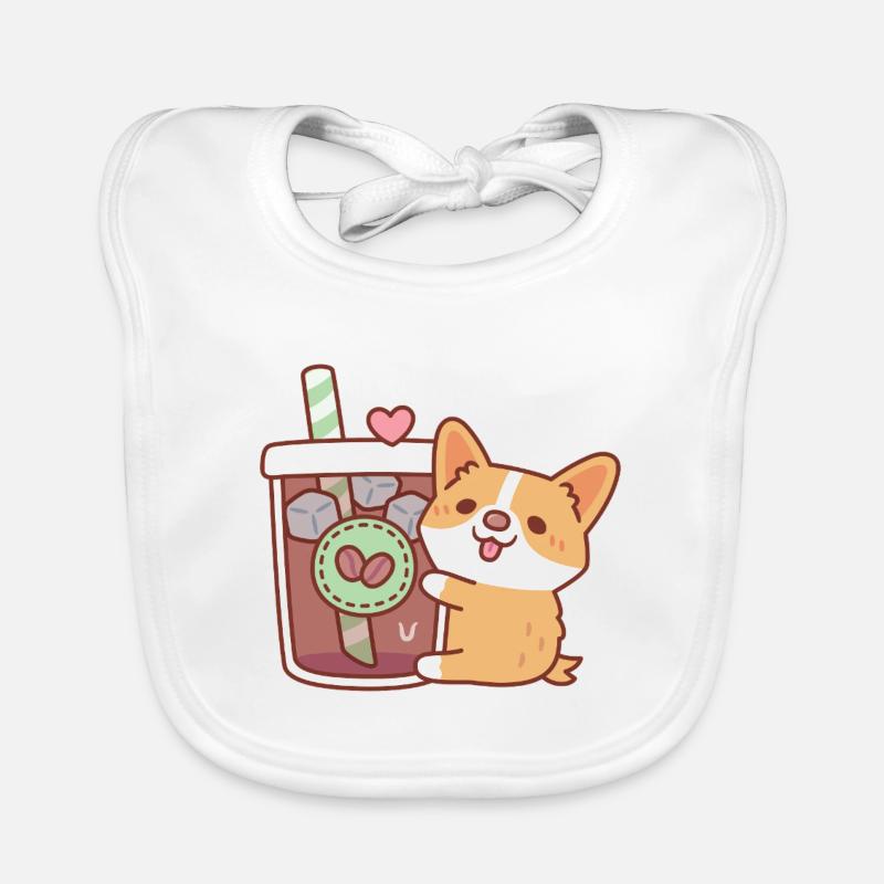 Süßer Corgi Welpe Umarmt Eiskaffee Baby Bio-Lätzchen
