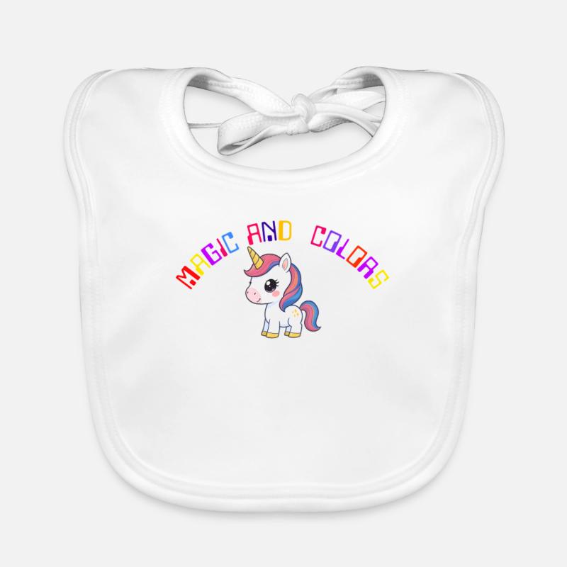 Illustration colorée de licorne magique Bavoir bio Bébé