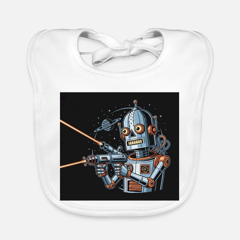 Retro Sci-Fi Roboter mit Laserwaffe Baby Bio-Lätzchen