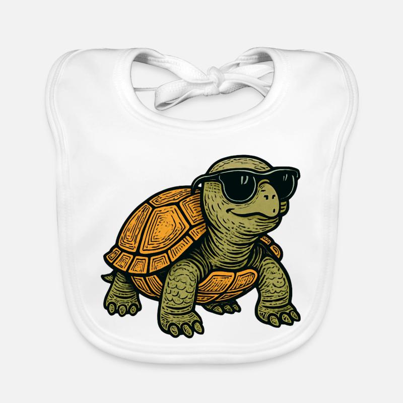 Cool turtle with sunglasses Organic Baby Bibs