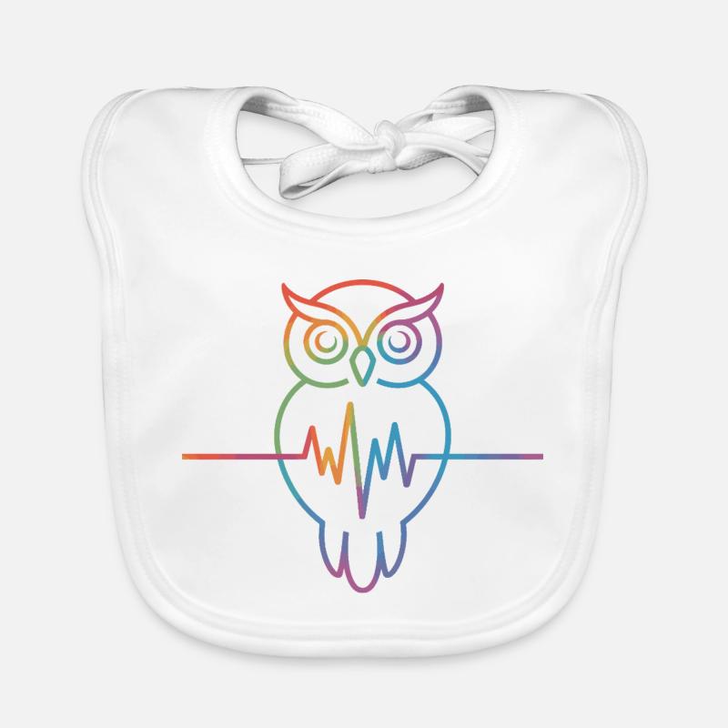 Regenbogen Eule Herzschlag Design Baby Bio-Lätzchen