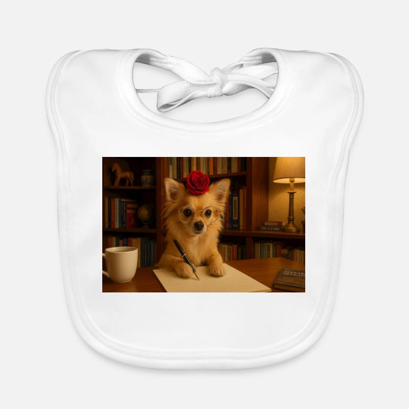 Schicker und schicker Chihuahua mit Rose Baby Bio-Lätzchen