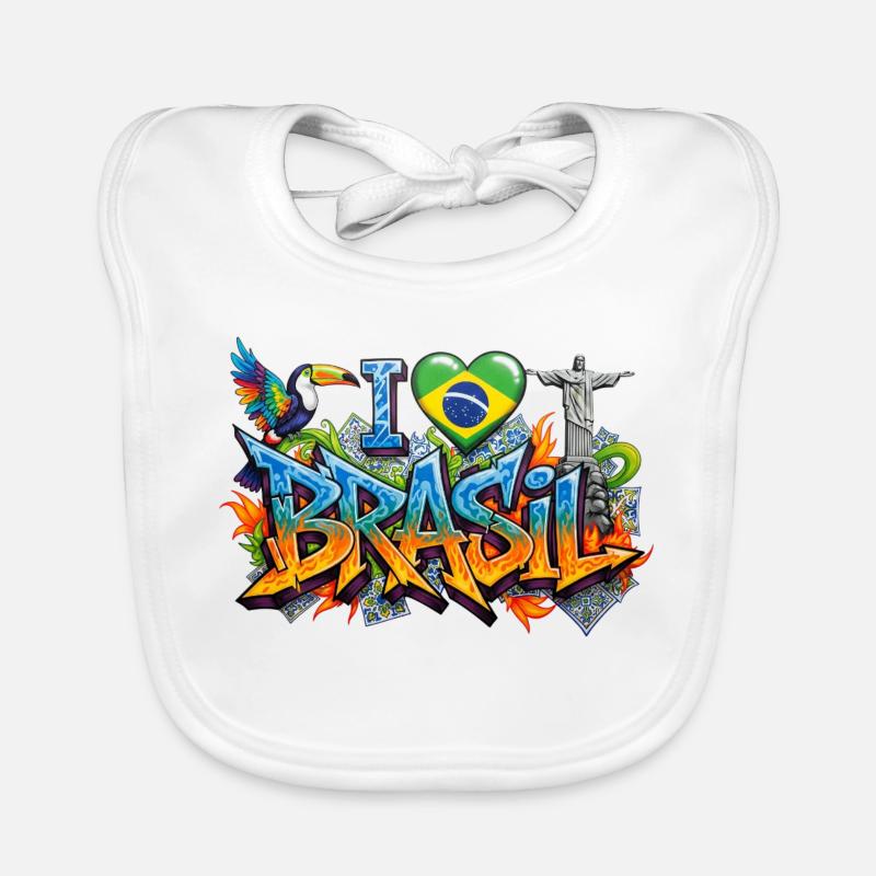 Lebendiges Graffiti Ich liebe Brasil Design Baby Bio-Lätzchen