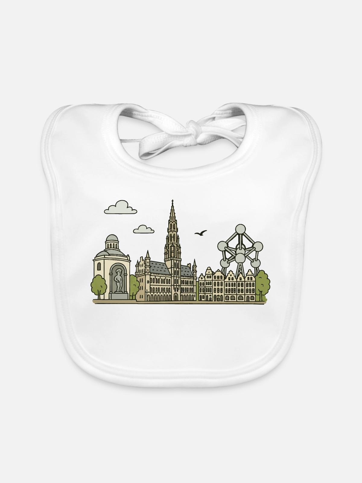 Brüssel Stadt - Baby Bio-Lätzchen - Weiß - Vorne