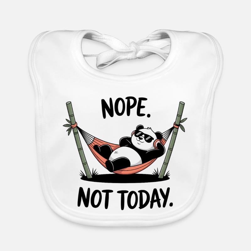 Chillender Panda Relaxing in Hammock - Baby Bio-Lätzchen - Weiß