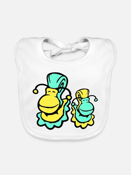 2 snail shell snails child dad mom family - Organic Baby Bibs - white - Front
