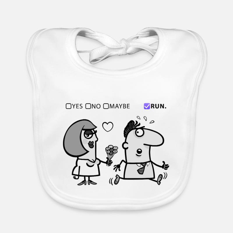 Liebe oder Flucht – Skurriles Humor-Design Baby Bio-Lätzchen