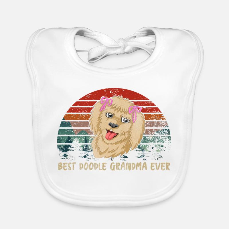 Best Doodle Grandma ever with Pink Bows Organic Baby Bibs