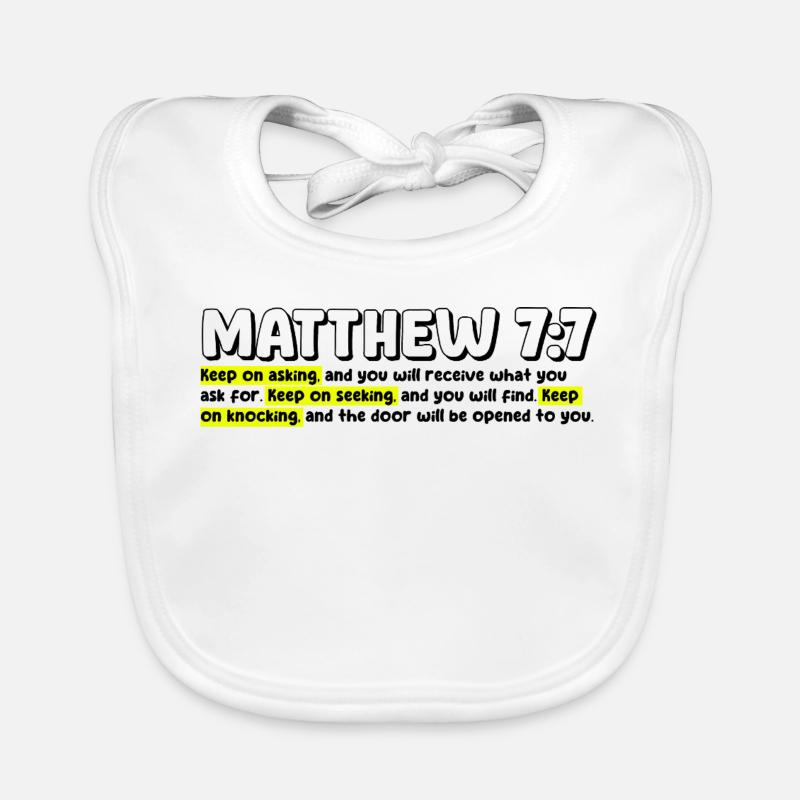 Matthäus 7:7 | Bibelzitat Baby Bio-Lätzchen