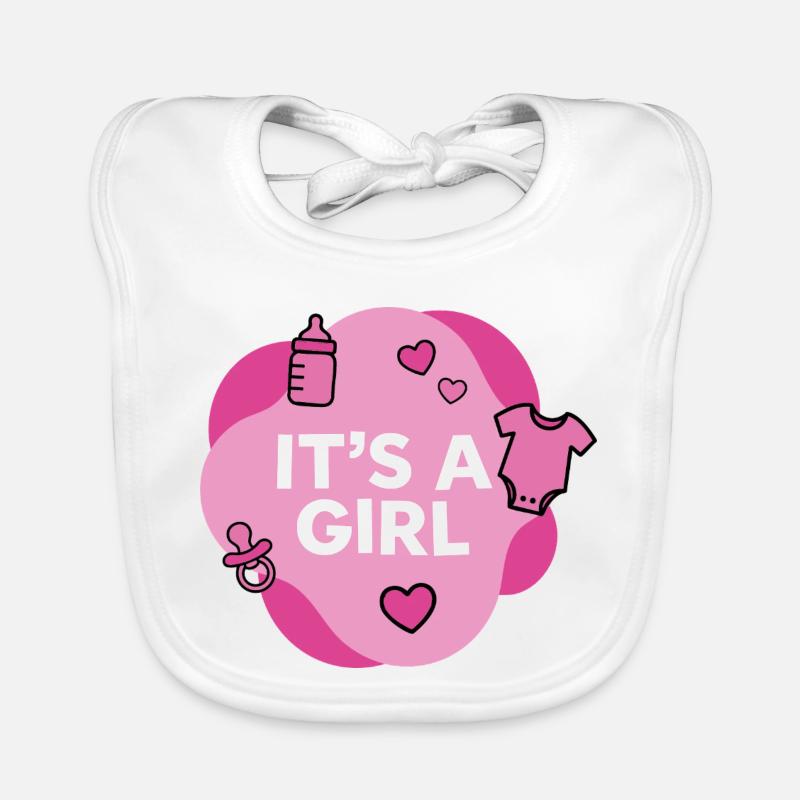 C’est une baby shower de bébé fille - Bavoir bio Bébé - blanc