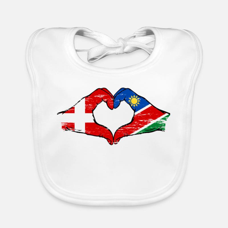 Dänemark Namibia Flagge Hände Herz used Baby Bio-Lätzchen