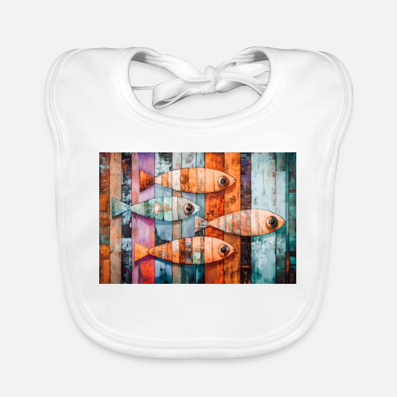 Bunte Mosaikfische Baby Bio-Lätzchen
