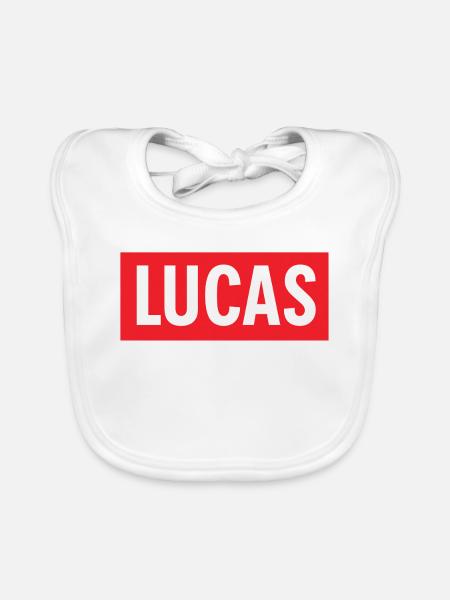 T-shirt prénom LUCAS – Cadeau original et tendance - Bavoir bio Bébé - blanc - Devant