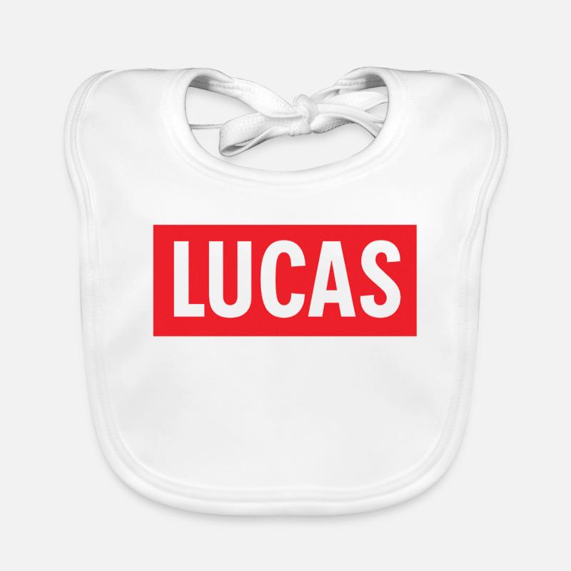 LUCAS name T-shirt – Original and trendy gift - Organic Baby Bibs - white