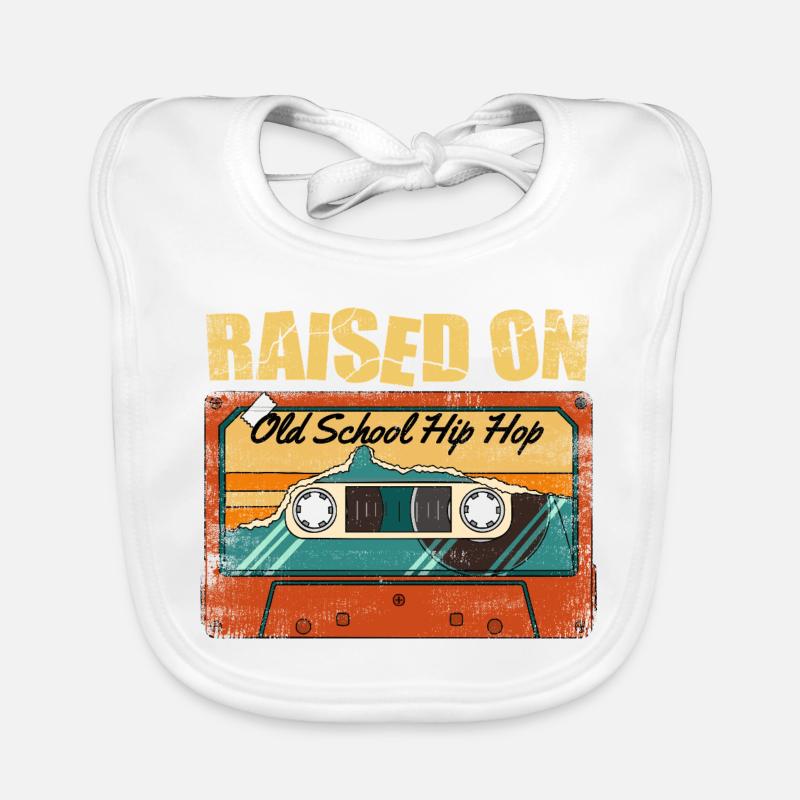 Raised On Old School Hip Hop 80s 90s Rap Style Organic Baby Bibs