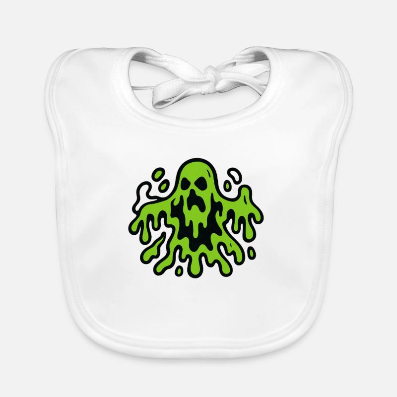 Spooky Ghost Haunting Illustration Organic Baby Bibs
