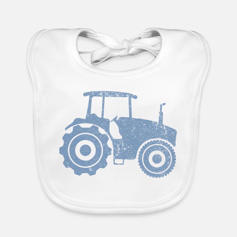 Silhouette de tracteur Farmer Grunge Design - Bavoir bio Bébé - blanc